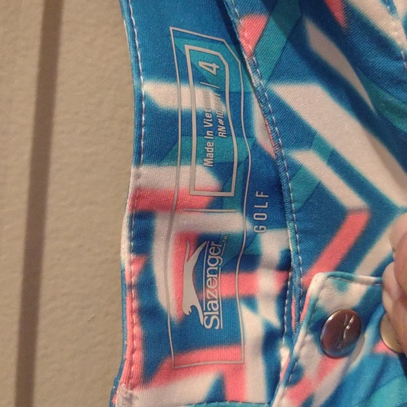 Slazenger Women's 4‎ Blue and Pink Geometric Golf Skort - Picture 2 of 5